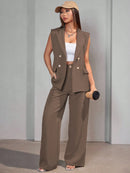 Conjunto Feminino Colete em Alfaiataria Social