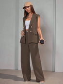 Conjunto Feminino Colete em Alfaiataria Social