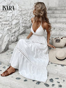 Vestido Longo Elegante Feminina com Renda - Branco