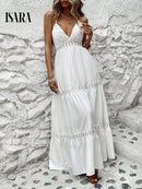 Vestido Longo Elegante Feminina com Renda - Branco