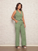 Novo Conjunto De Alfaitaria feminino Colete+calças Modal casual/socail