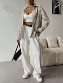 Camisa feminina elegante de manga longa listrada - Valência