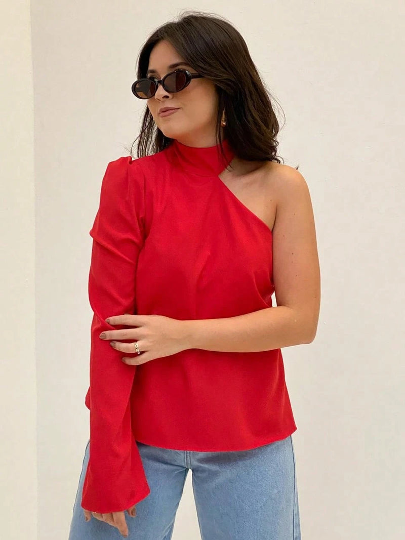 Camisa Nula Manga Detalhe no Pescoço Nula Manga Mula Manca