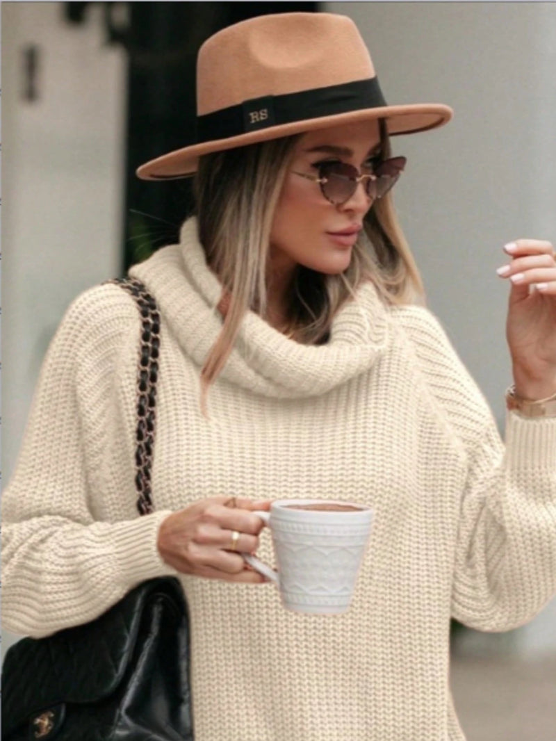 Blusa feminina de lã tricot gola alta