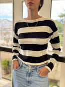 BLUSA LISTRADA TRICOT MODAL MANGA COMPRIDA LISTRADA