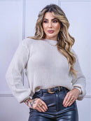 Blusa cropped feminina de tricot manga