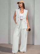 Conjunto Feminino Colete em Alfaiataria Social