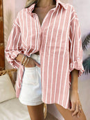 Vendedor Indicado
SV Camisa Feminina Listrada de Algodão com Manga Longa