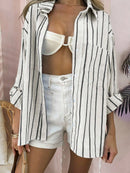 Vendedor Indicado
SV Camisa Feminina Listrada de Algodão com Manga Longa