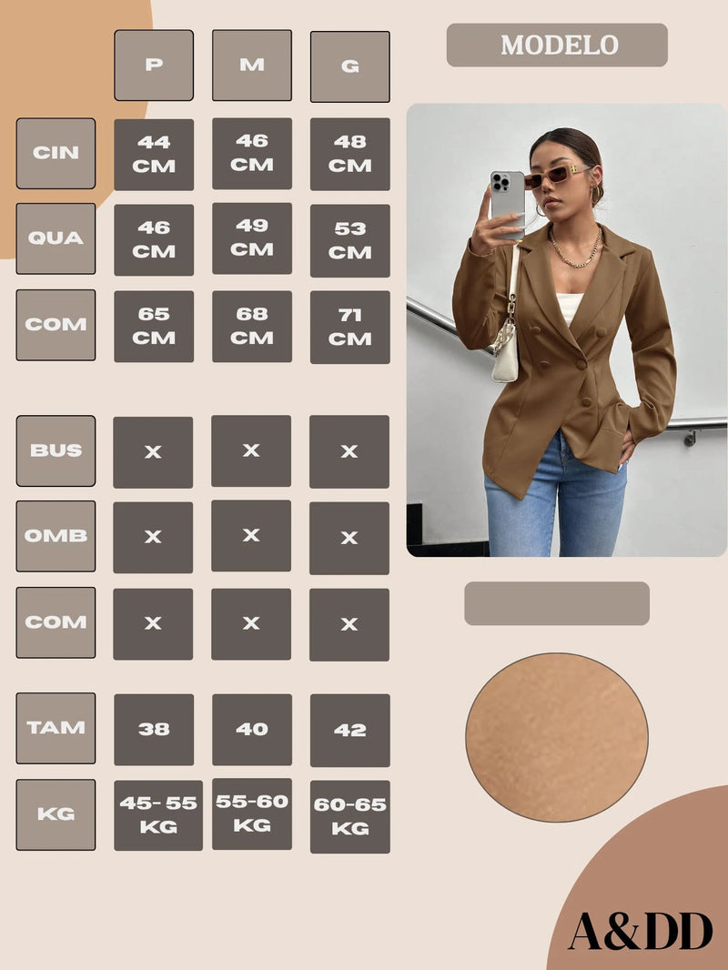 Blazer feminino elegante alfaiataria 