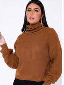 Blusa feminina de lã tricot gola alta