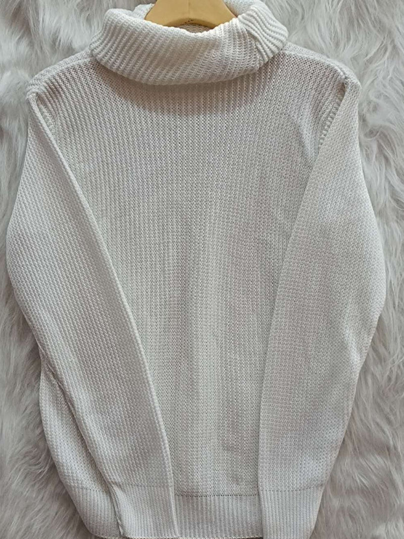 Blusa feminina de lã tricot gola alta