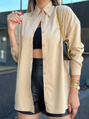 Camisa feminina manga longa viscolinho social - Athena