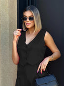 Conjunto Feminino De Colete Com CalçaAlfaiataria