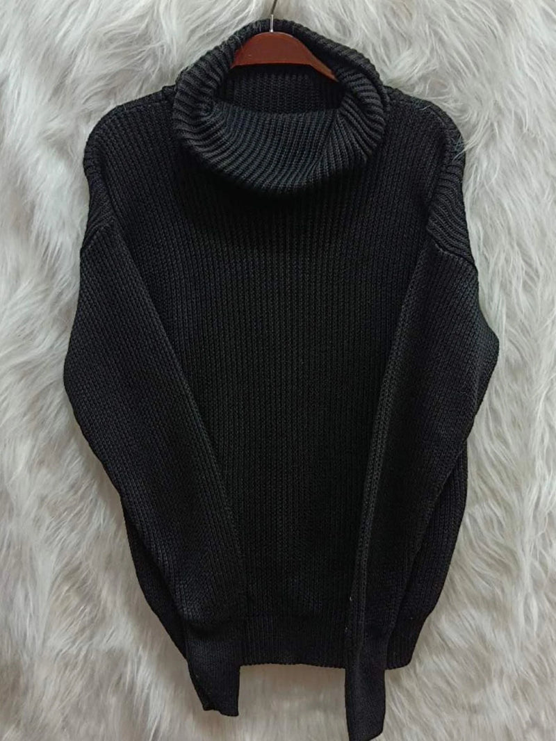 Blusa feminina de lã tricot gola alta