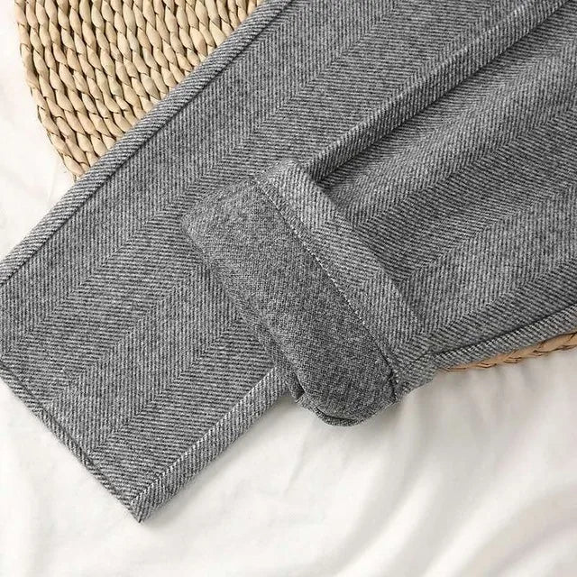 Calça de lã feminina cintura alta casual - Bruna