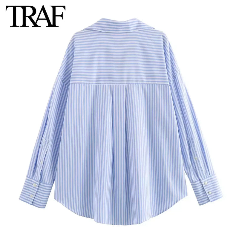 Camisa de algodão feminina manga longa Oxford