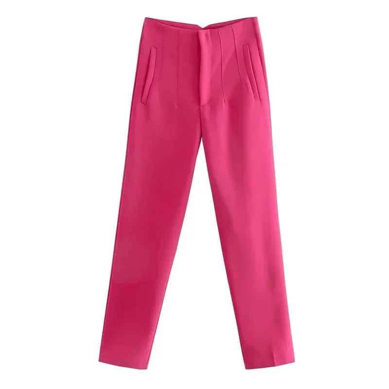 Calça feminina casual cintura alta