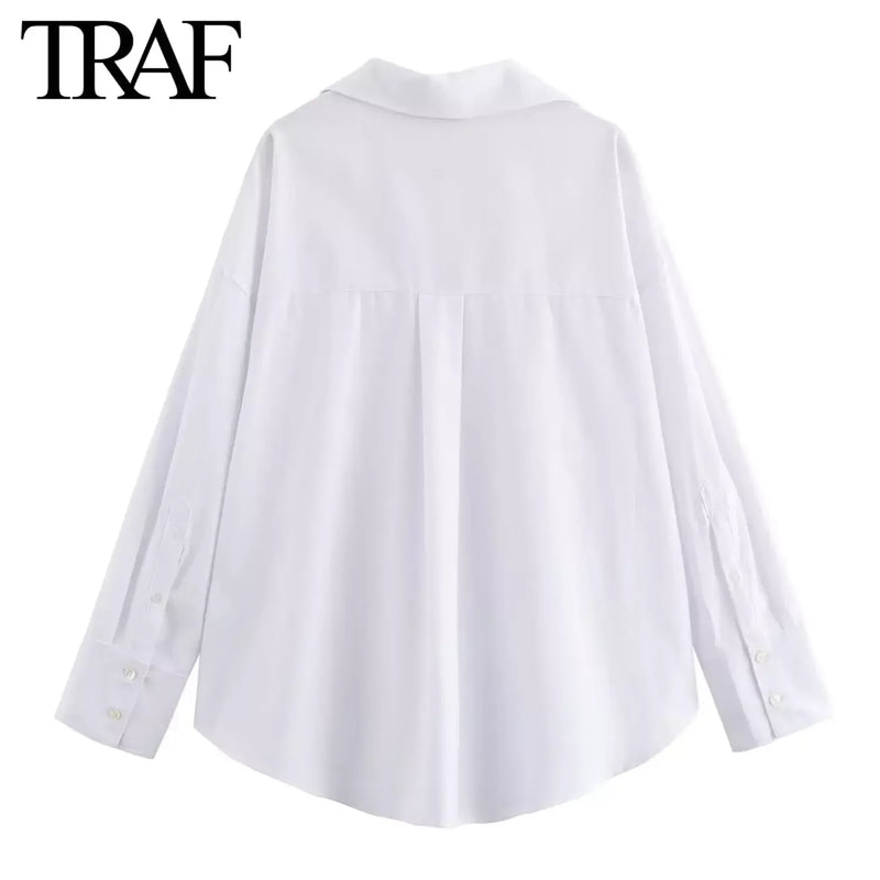 Camisa de algodão feminina manga longa Oxford