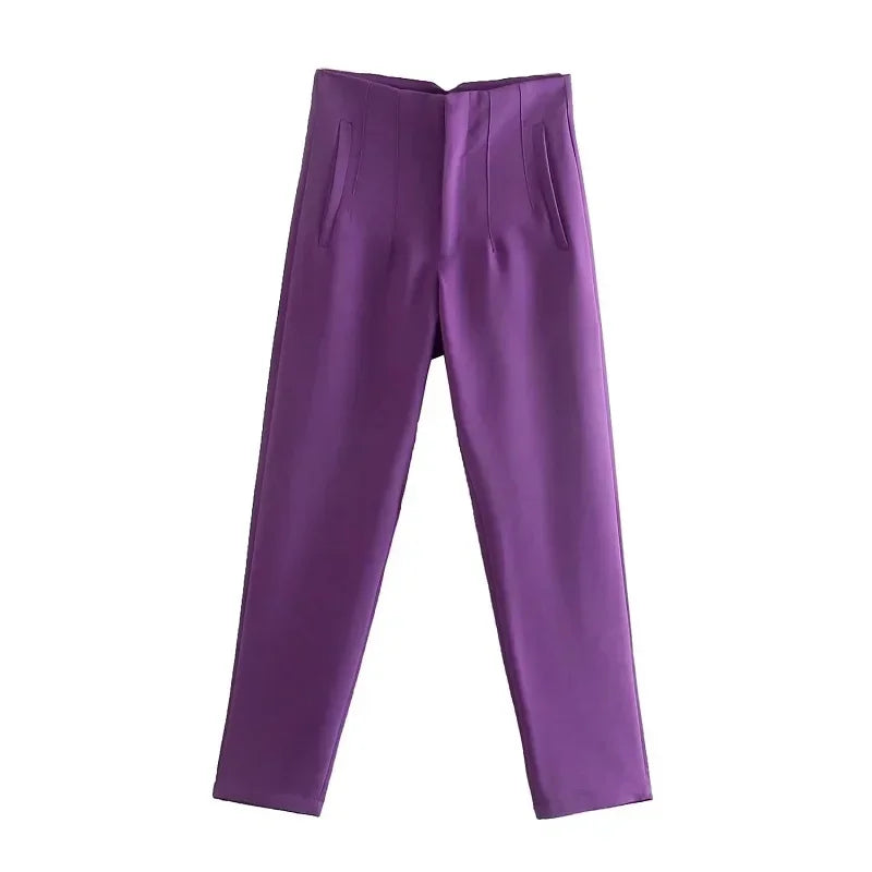 Calça feminina casual cintura alta