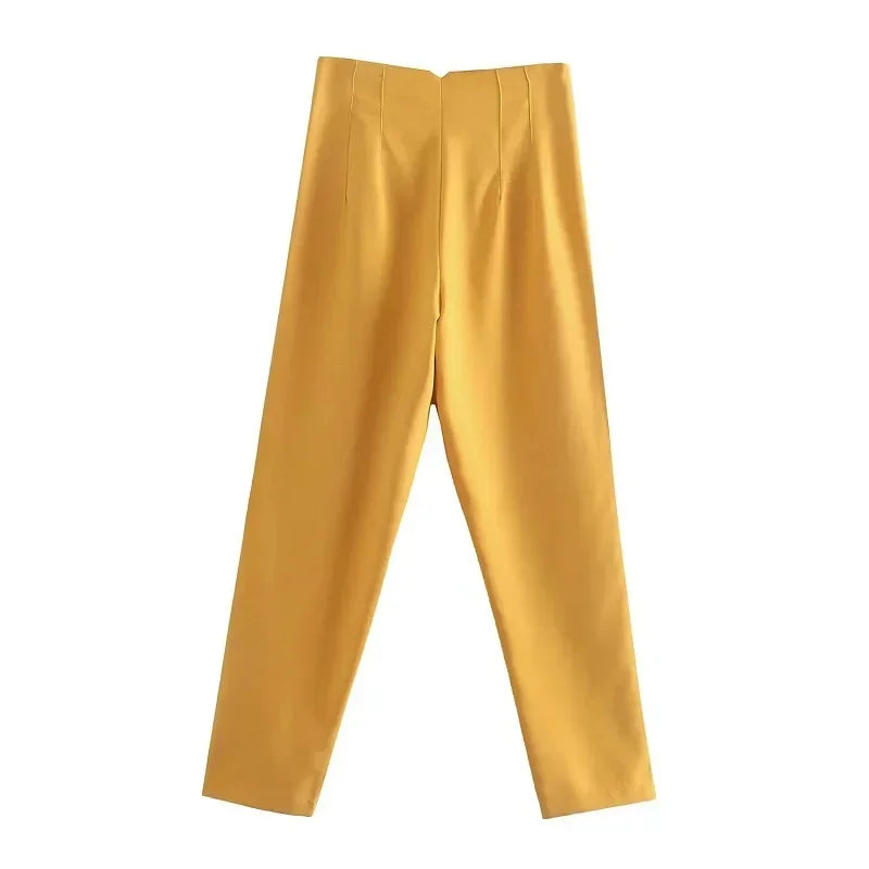 Calça feminina casual cintura alta