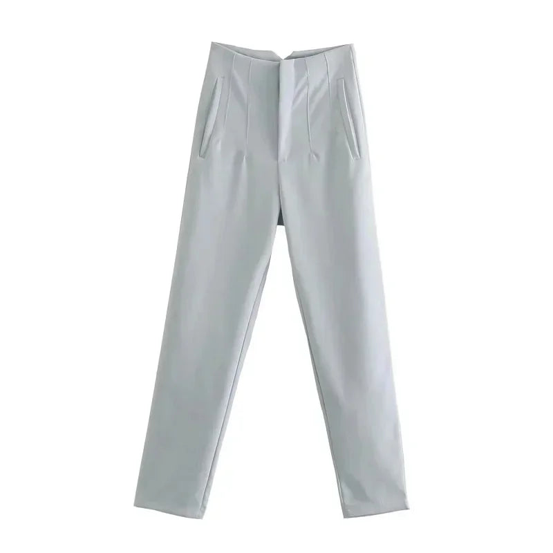 Calça feminina casual cintura alta