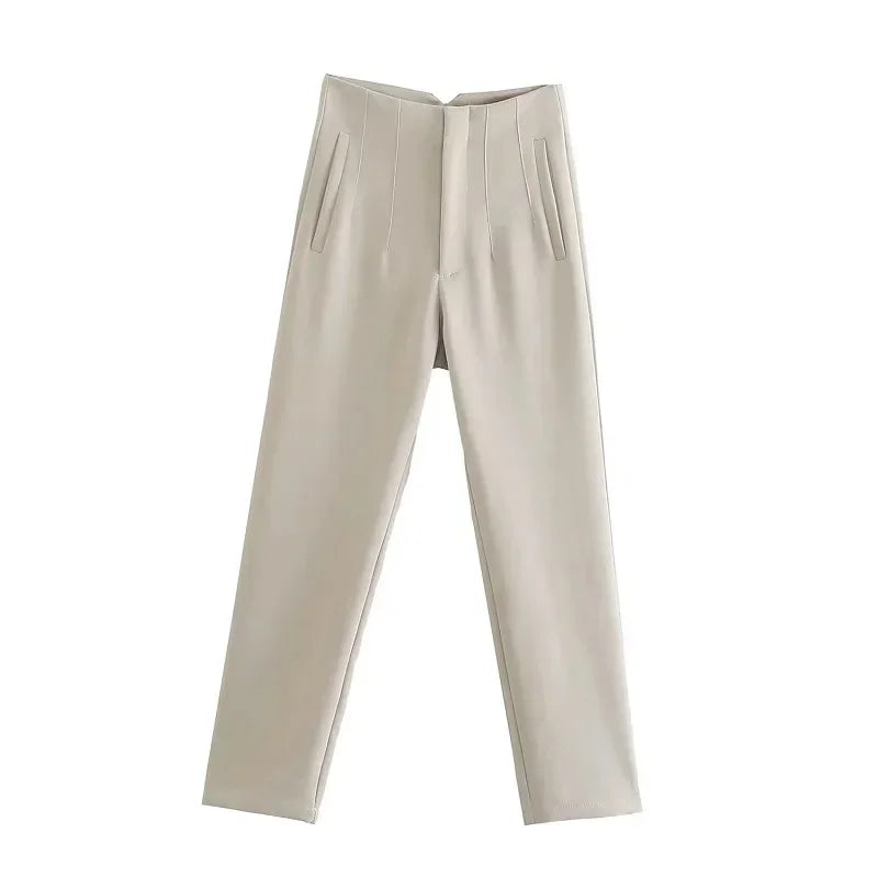 Calça feminina casual cintura alta