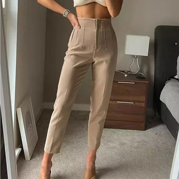 Calça feminina casual cintura alta