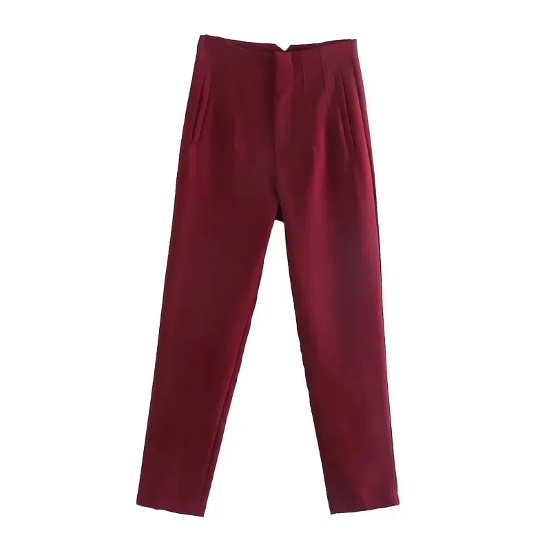 Calça feminina casual cintura alta