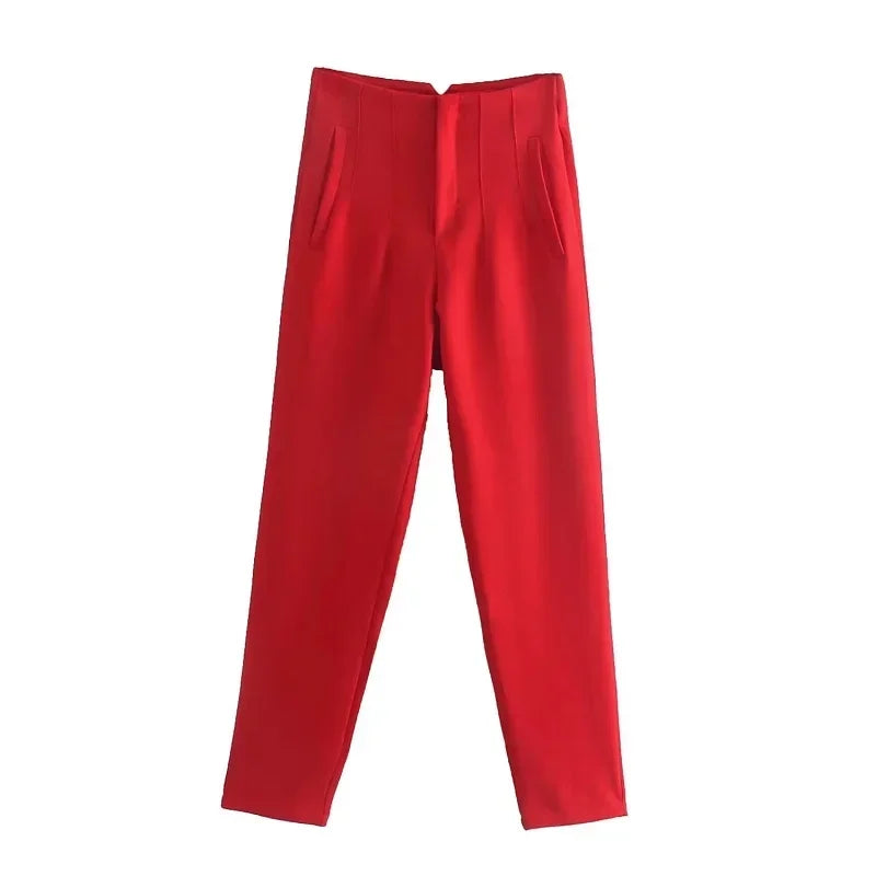 Calça feminina casual cintura alta