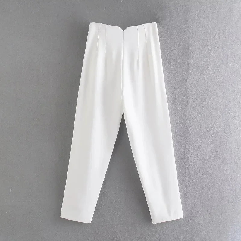 Calça feminina casual cintura alta