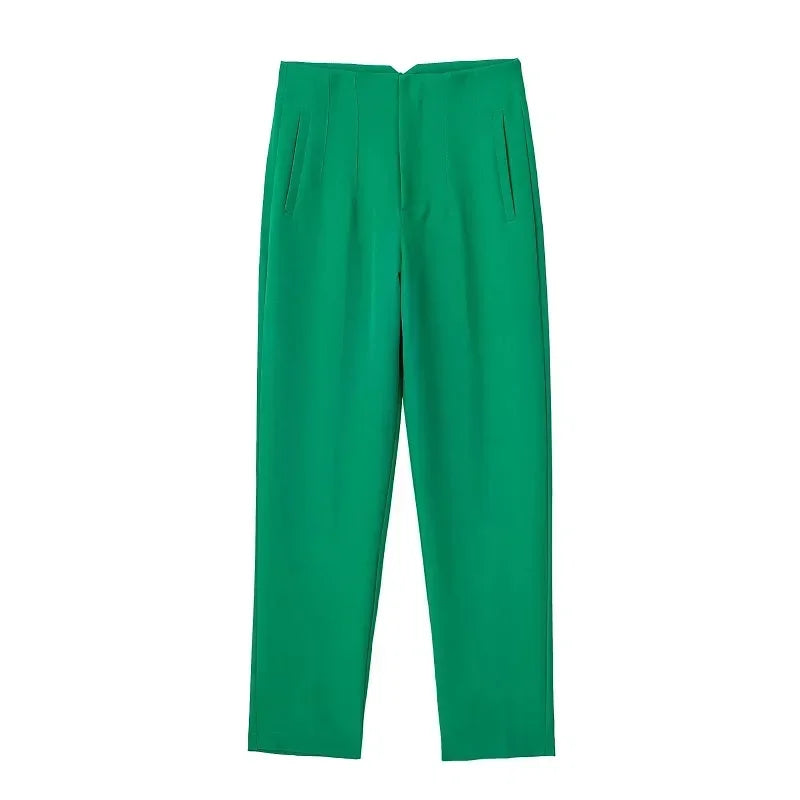 Calça feminina casual cintura alta