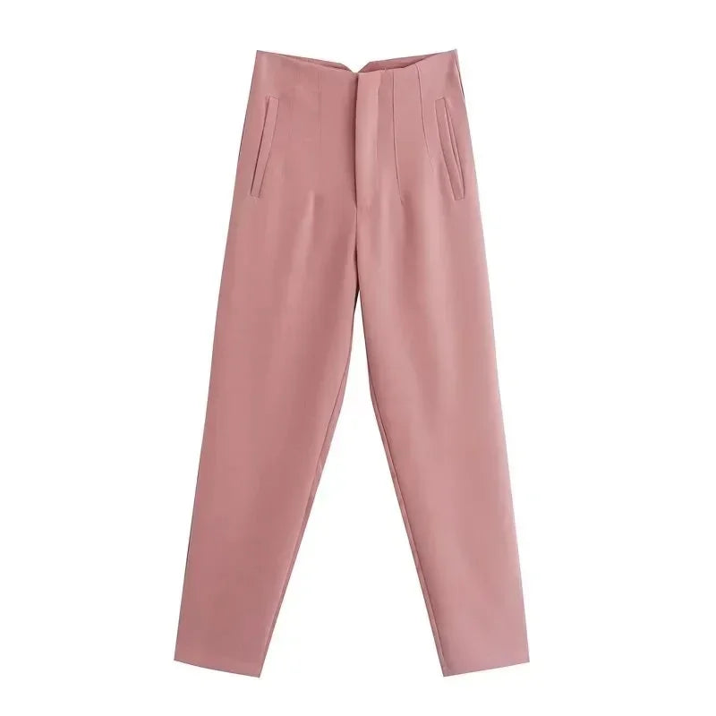 Calça feminina casual cintura alta