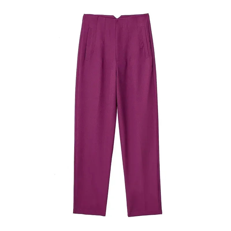 Calça feminina casual cintura alta