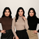 Kit com 3 blusas feminina de frio Gola Alta Cacharrel Tricot