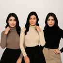 Kit com 3 blusas feminina de frio Gola Alta Cacharrel Tricot